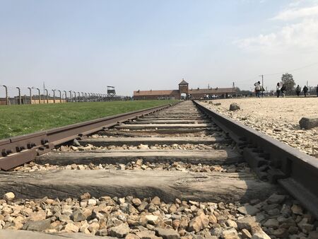 Monument to Nazi Germany during the Second World War. Death camp for prisoners of war and civilians. Auschwitz concentration camp, Birkenau, Poland, April 2017のeditorial素材