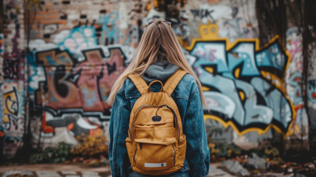 Urban street fashion showcasing vibrant styles amidst dynamic city architecture and fun atmosphereの素材