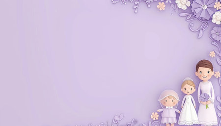 Joyful wedding guests celebrating with laughter and fun, ample space for text on the leftの素材