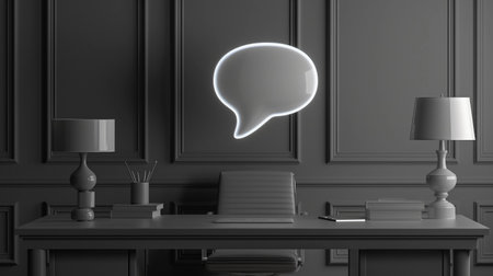 Lamp and books on a black table. 3d rendering.の素材