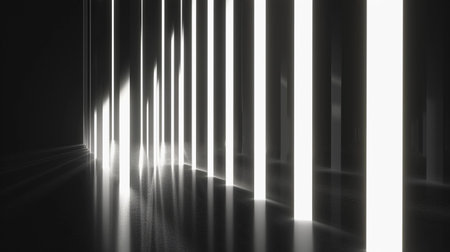 3D abstract background with neon lights. neon tunnel.space construction. 3d illustrationの素材