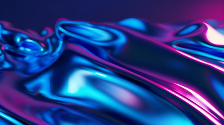 Colorful metallic texture with vibrant shades of blue and purple flowing smoothly in a wave-like patternの素材