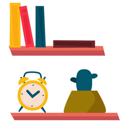 mounted shelf with booksのイラスト素材