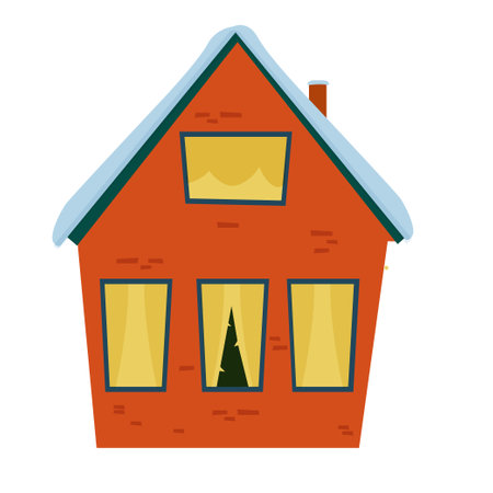 cartoon house winterのイラスト素材