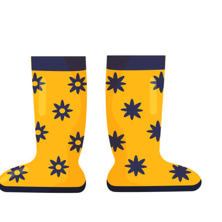 rubber boots flat styleのイラスト素材