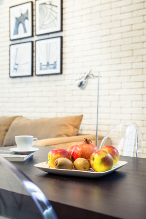 Sweet fresh fruits on plateの写真素材