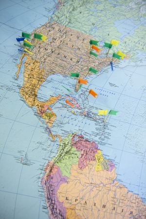 North America Map pins travelの写真素材