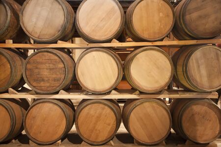 Wooden casks in a vinery stock