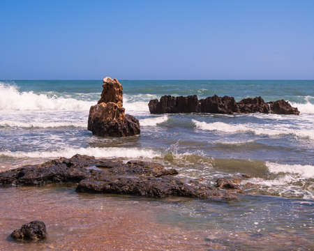 Rocky formations in the seashore 1. Las Rotas, Denia.の写真素材