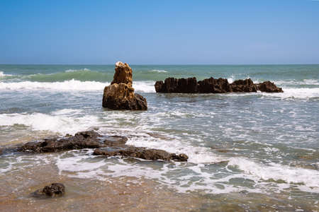 Rocky formations in the seashore 2. Las Rotas, Denia.の写真素材