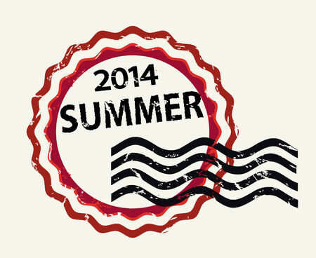 Vector stamp with text Summer 2014 ,isolated colored  iconのイラスト素材