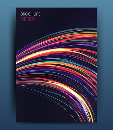 Vector business brochure flyer template or corporate banner design in A4 size.Neon lights on dark background.のイラスト素材