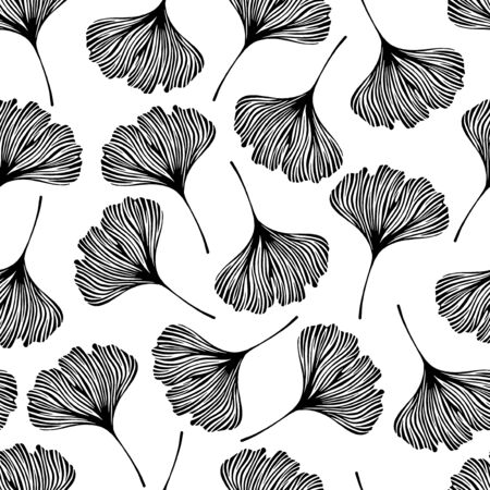 Floral seamless pattern with ginkgo leaves.のイラスト素材