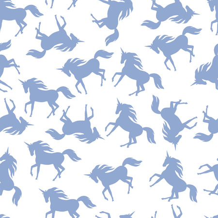 Realistic unicorn silhouette seamless pattern.のイラスト素材