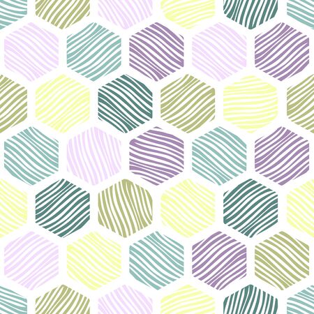 Seamless honeycomb pattern with hand drawn textures.のイラスト素材