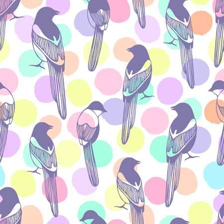 Vector seamless pattern with birds. Good for fashion fabric print, surface texture, pattern fills, web page background.のイラスト素材