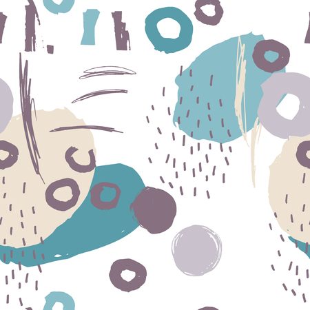 Creative seamless pattern with hand drawn textures made by inkのイラスト素材