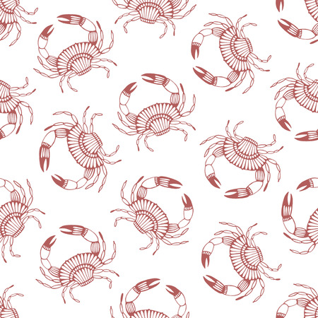 Seamless pattern with stylized crabs. Can be used for invitations, greeting cards, print, gift wrap. Sea food theme.のイラスト素材