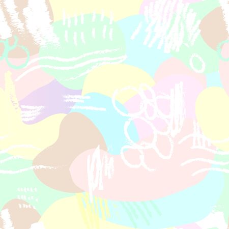 Vector seamless pattern with colorful spots. Memphis style.のイラスト素材