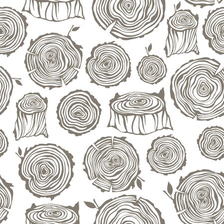 Vector tree rings cut trunk seamless pattern. Nature rough ring of trunk illustration.のイラスト素材