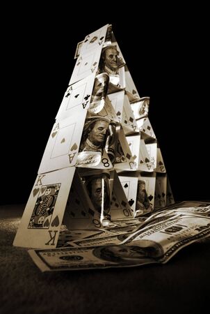 Economy cards pyramidのeditorial素材