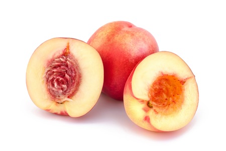 Fresh nectarine from a new crop isolated on a white backgroundの写真素材