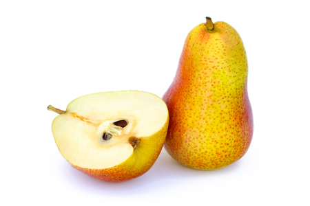 Fresh pear fruit from a new crop isolated on a white backgroundの写真素材