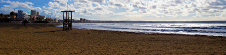 A panoramic view of the beach in Torrevieja, Spainの写真素材