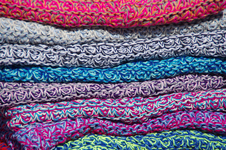 The handmade wool fabrics in variegated colors