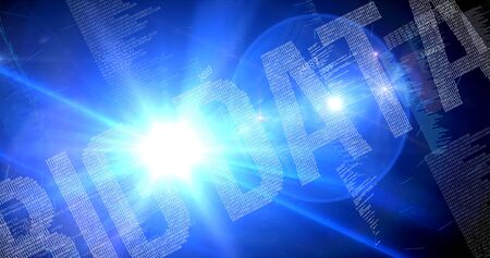 Big data visualization on computer code and programming abstact background.の写真素材