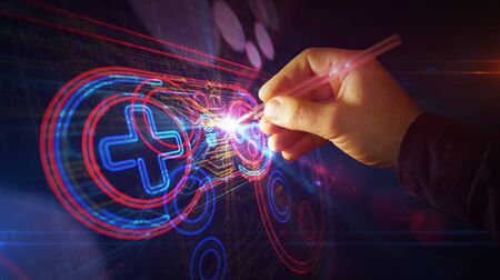 Cyber game symbol project creating. Abstract concept of esport, video gaming, digital play, cyber...