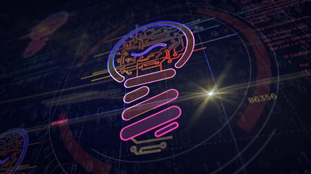 New idea concept with bulb symbol project creating. Innovation, cyber technology, creativity,...