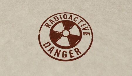 Radioactive danger symbol stamp icons in few color versions. Atomic energy warning, radiation alert and nuclear power hazard concept 3D rendering illustration.の写真素材