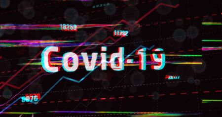 Covid-19 global pandemic with increase numbers. Epidemic alert with cells and growing chart in...