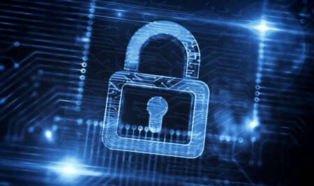 Cyber security abstract concept. Digital safety, computer protection technology. Futuristic...