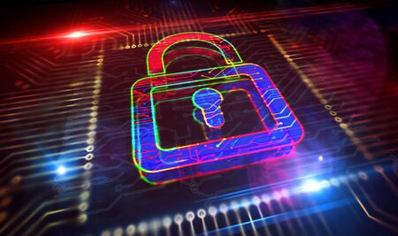 Cyber security abstract concept. Digital safety, computer protection technology. Futuristic...