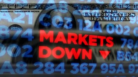 Recession, crisis, stock markets down, financial stagnation, global business decline, crash and...