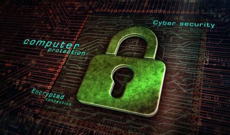 Cyber security, computer protection, digital safety technology with padlock metal symbols. Abstract...