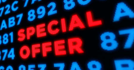 Cyber monday, big sale, mega discount, special offer, shopping and business abstract concept. Display style dynamic 3d illustration with keywords, texts on digital piexl background.