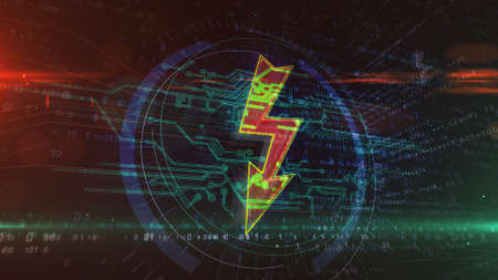 Energy symbol, lightning, electric power technology and flash icon concept. Futuristic abstract 3d...