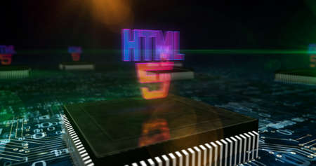 HTML5 development symbol, web programming language icon, internet technology and www network coding...