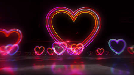 Heart love symbol, health, cyber tech romance, ai and cardio concept. Futuristic abstract 3d rendering illustration.の写真素材