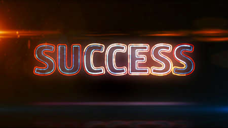 Success concept, successful, business and opportunity. Glowing text. Futuristic concept 3d rendering illustration.の写真素材
