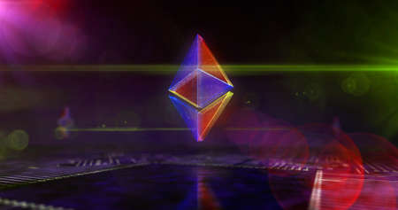 Ethereum symbol. Cryptocurrency digital money, cyber coin and crypto currency mining icon abstract...