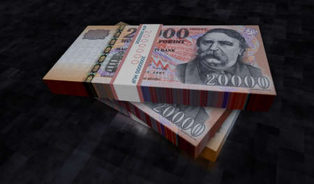 Hungarian Forint money pack 3d illustration.  banknote bundle stacks. Concept of finance, cash,...