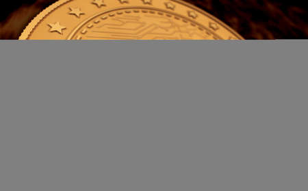 Maker MKR cryptocurrency symbol gold coin on green screen background. Abstract concept 3d illustration.の写真素材