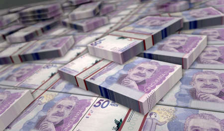 Colombia Pesos money pack 3d illustration. COP banknote bundle stacks. Concept of finance, cash,...