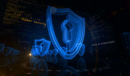 Cyber security, network protection and digital data with shield symbol digital concept. Network,...