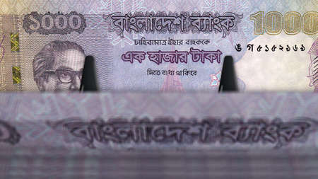 Bangladeshi Taka money pack 3d illustration. BDT banknote bundle stacks. Concept of finance, cash,...