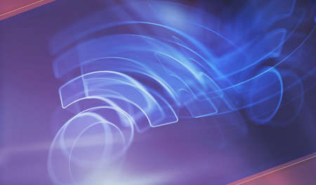 Wifi mobile communication and wireless network technology symbol digital concept. Network, cyber technology and computer background abstract 3d illustration.の写真素材